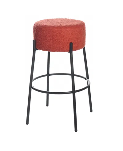 Stylecraft Home Collection 29" Soloist Boucle Upholstered Minimalist Bar Stool In Tangerine