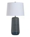 Stylecraft Home Collection 30" Galey Woven Wicker Ceramic Table Lamp In Navy Blue