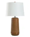 Stylecraft Home Collection 30" Glass Galey Woven Wicker Table Lamp In Caramel
