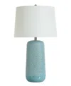 Stylecraft Home Collection 30" Metal Galey Woven Wicker Table Lamp In Blue