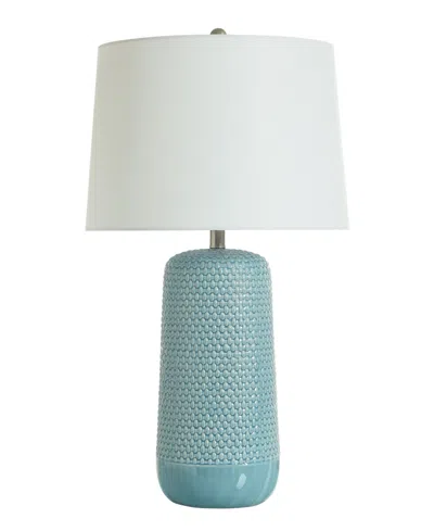 Stylecraft Home Collection 30" Metal Galey Woven Wicker Table Lamp In Blue