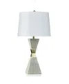 Stylecraft Home Collection 32.25" Morris Geometric Base Table Lamp With Bronze Accents In Antique Brass,washed Gray