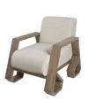 Stylecraft Home Collection 32.5" Wood Norman Wyatt Home Sled Base Armchair In Off White