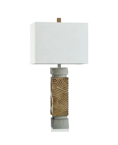Stylecraft Home Collection 32.75" Bonafide Abstract Line Base With Silver Accents Table Lamp In Brushed Steel,brown Painted