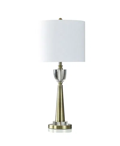 Stylecraft Home Collection 32.75" Hayla Modern Glam Tapered And Crystal Table Lamp In Brushed Gold,clear