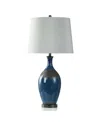 Stylecraft Home Collection 35" Bowie Two Tone Matte And Glaze Base Table Lamp In Blue Glazed,matte Brown,black Nickel