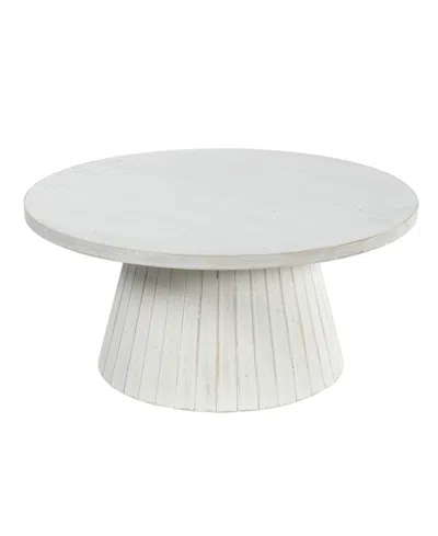Stylecraft Home Collection 35" Wood Norman Wyatt Home Drift Carved Ridge Coffee Table In White Wash