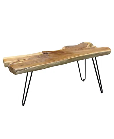 Stylecraft Home Collection 39.5" Iron Baron Contemporary Live Edge Paperclip Leg Coffee Table In Natural
