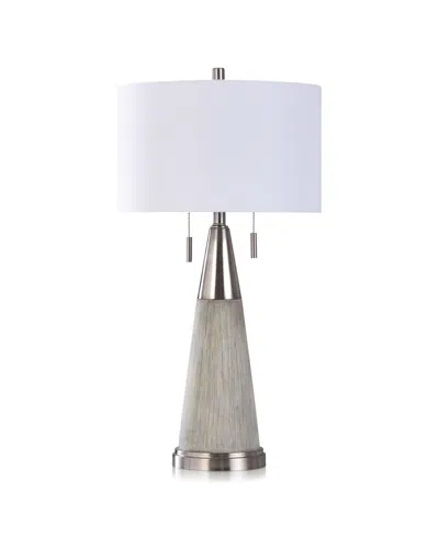 Stylecraft Home Collection Round Tapered Molded Table Lamp In White