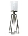 Stylecraft Laurent Aluminum And Clear Glass 1-light Hurricane In Silver