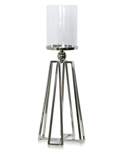 Stylecraft Laurent Aluminum And Clear Glass 1-light Hurricane In Silver