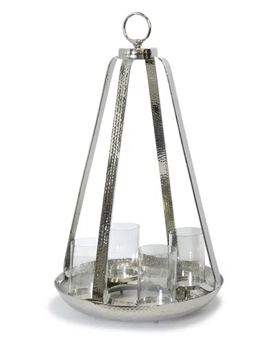 Stylecraft Laurent Aluminum And Clear Glass 4-light Dome In Silver
