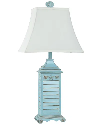 Stylecraft Longboat Key Shutter Matching Finial Table Lamp In Blue