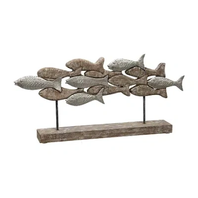 Stylecraft Native School Natural Wood Carved Tabletop Decor In Brown