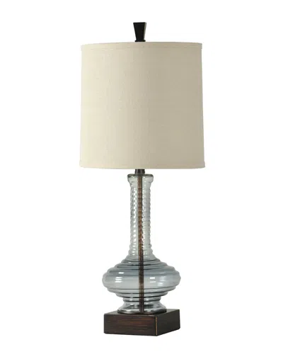 Stylecraft Ribbed Glass In Deep Blue Table Lamp In Transparent