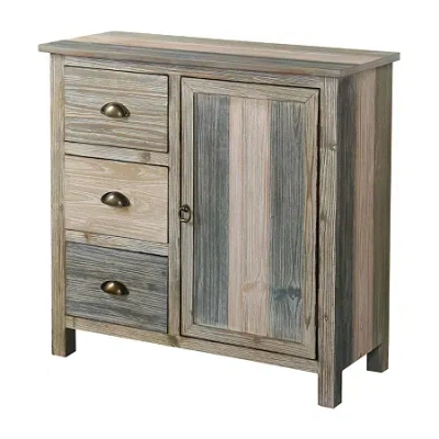 Stylecraft Sanibel 3 Drawer And Door Wooden Accent Cabinet In Brown