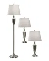 Stylecraft Set Of 3 Brush Steel Lamps: 2 Table Lamps And 1 Floor Lamp