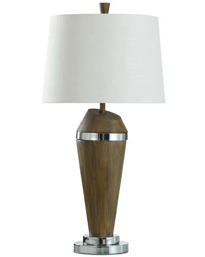 Stylecraft Table Lamp Mid Century Modern Faux Wood Finish In Brown