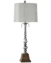 Stylecraft Table Lamp Painted Silver Swirl With Double Pull In Silver