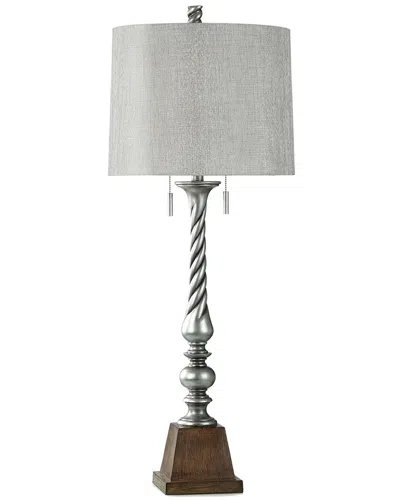 Stylecraft Table Lamp Painted Silver Swirl With Double Pull
