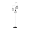 Stylecraft Three Cage Shade Floor Lamp In Black