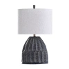 Stylecraft Transitional Black Hammered Texture Moulded Sage Finish Polyresin Table Lamp In Black