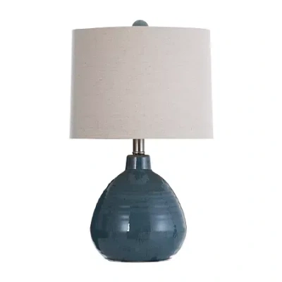 Stylecraft Turquoise Ceramic Table Lamp In Blue