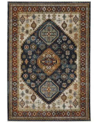 Stylehaven Arlington Oriental Medallion Fringe Edge Area Rug In Blue