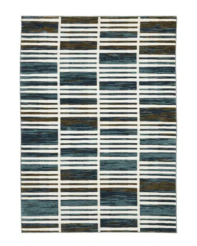 Stylehaven Rosette Broken Stripes Hi-low Fringed Edge Area Rug
