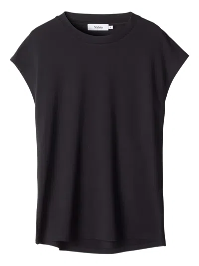Stylein Canale Cap-sleeves Round-neck Top In Black