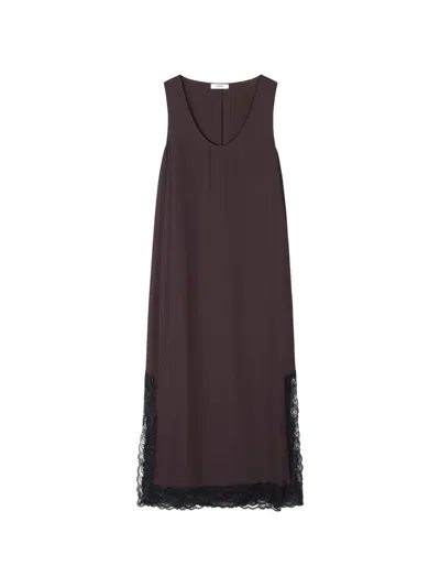 Stylein Lace-trim Sleeveless Dress In Brown