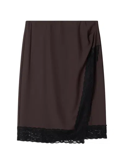 Stylein Lace-trim Wrap Skirt In Brown