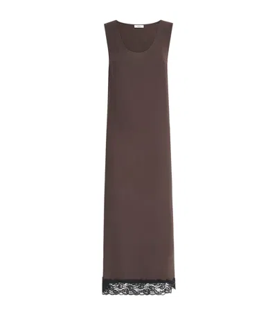 Stylein Malea Lace-trim Maxi Dress In Brown
