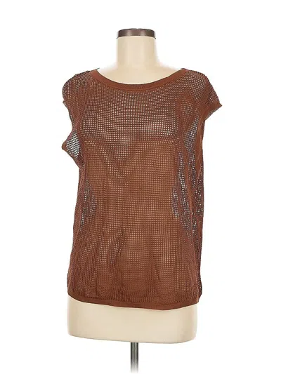 Stylein Short Sleeve Top Brown Scoop Neck Tops