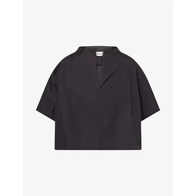 Stylein Womens Black Joelle Cropped Cotton Blouse