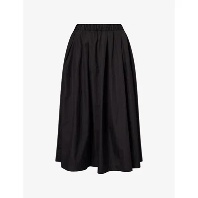 Stylein Womens Black Jorina A-line Cotton Midi Skirt
