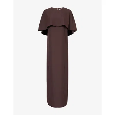Stylein Womens Coffee Maxine Asymmetric Cape Woven Maxi Dress In Brown
