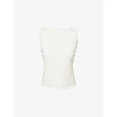 Stylein Womens Cream Jody Boat-neck Woven Top Xs In White
