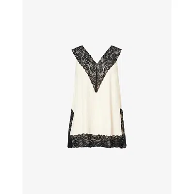 Stylein Womens Cream Miette Lace-trimmed Woven Blouse In Neutral