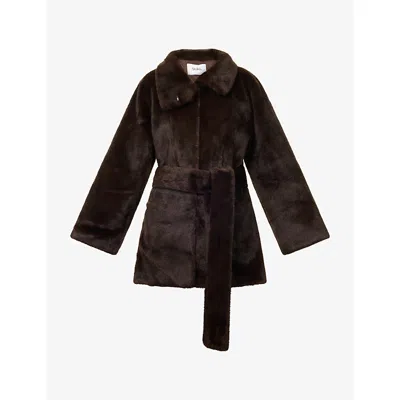 Stylein Womens Hilani Belted Faux-fur Coat Coffee In Multi