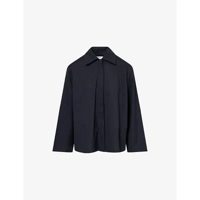 Stylein Womens Navy Pinstripe Brenly Pinstripe Woven Shirt In Blue