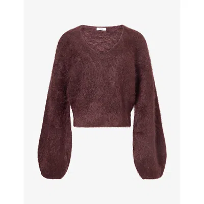Stylein Womens Nemoli V-neck Mohair-blend Jumper Bordeaux Xs In Burgundy