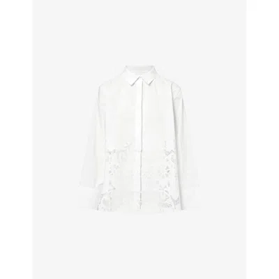 Stylein Womens White Juretto Embroidered Cotton-blend Shirt