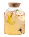 Stylesetter Hammered Glass 2.7 Gallon Beverage Dispenser With Cork Lid, Extra Spigot, Spill Mat, Cha In Transparent
