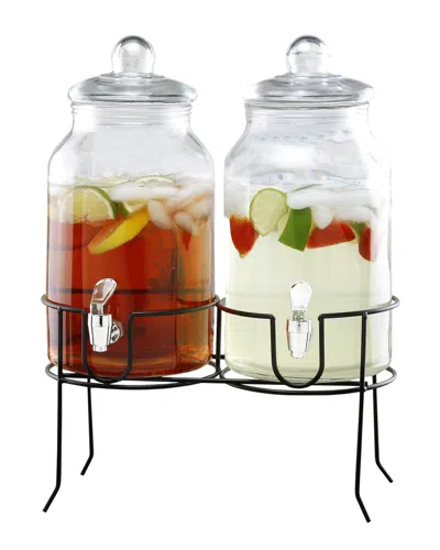 Stylesetter Rustic Home 2pc Beverage Dispenser With Metal Stand In Clear