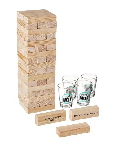 Stylesetter Style Setter Tipsy Tower Gamer W/54 Wooden Blocks & 4 Shot Glasses In Beige