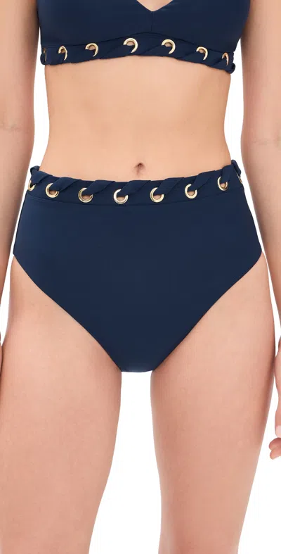 Stylest Dreamsculpt Grommet High Waist Bikini Bottoms Navy