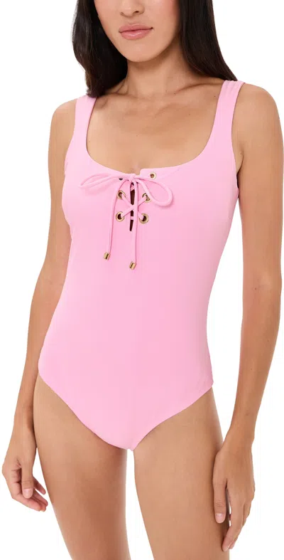Stylest Dreamsculpt Lace Up Tank One Piece Bon Bon In Pink