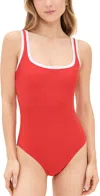Stylest Dreamsculpt Piped Square Neck Tank Suit Hot Pepper In Hot Pepper