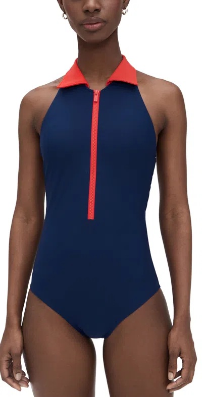 Stylest Dreamsculpt Polo Halter One Piece Navy/hot Pepper